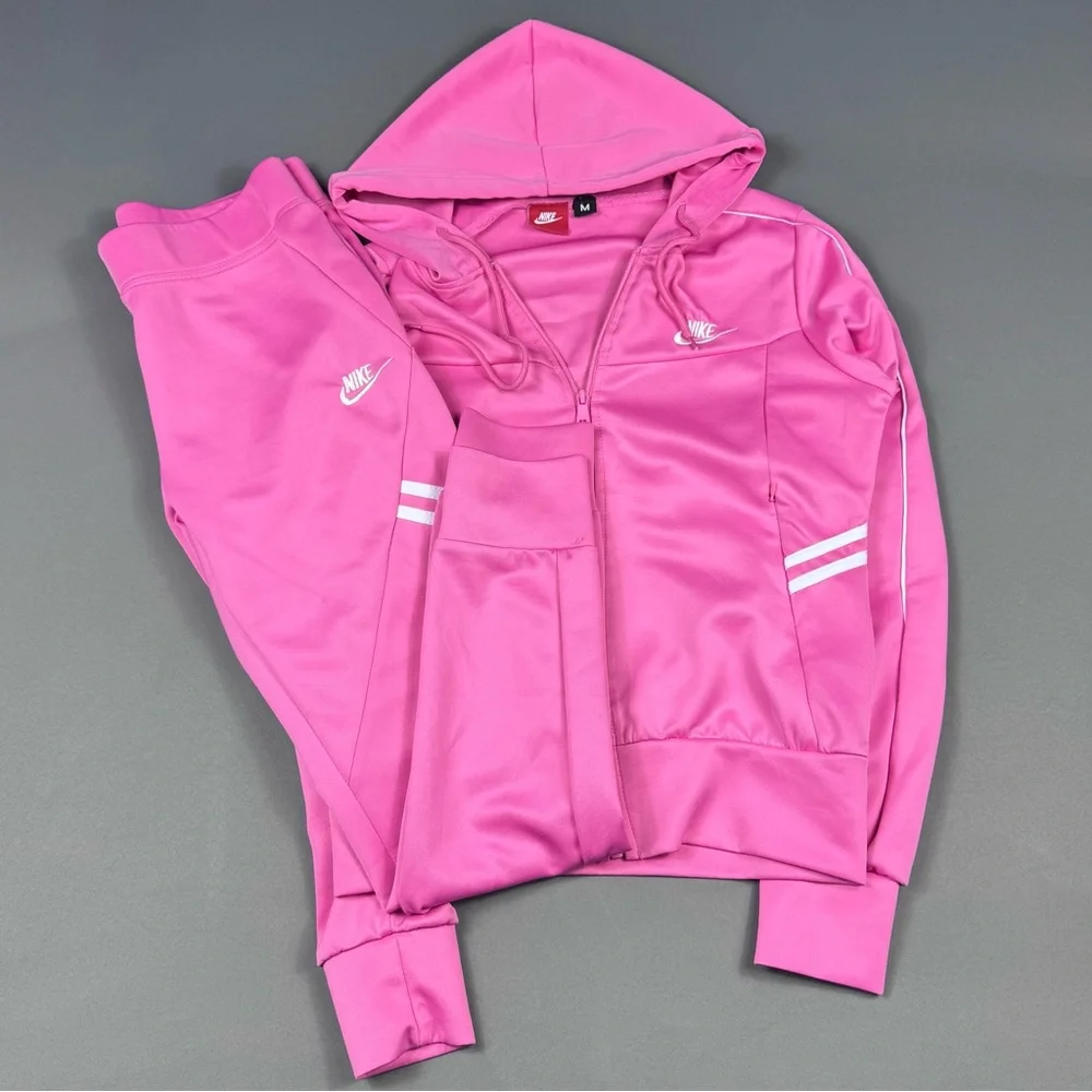 Nike Pink Sweat Suit Set Top Full Zip Hoodie & Joggers Women’s Sz M - Picture 1 of 9